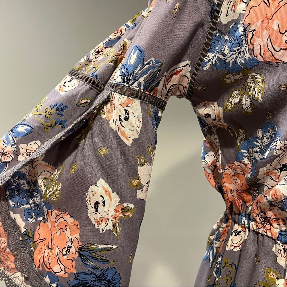 Angie long sleeve off-shoulder romper with a floral pattern‎ cottagecore - Picture 4 of 13